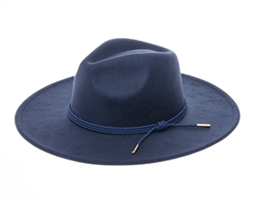 $5 Navy Vegan Felt Flat Brim Panama Hat