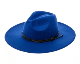 $5 Royal Blue Vegan Felt Flat Brim Panama Hat