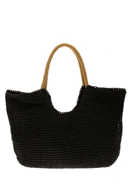 Large Straw Beach Bag with Leaf Tassel - Otcho Handmade