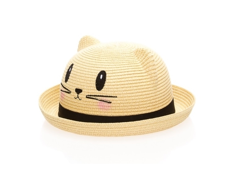 Prettyia Kids Boys Girls Cat Ear Straw Summer Beach Hat Children Roll up Sun Cap