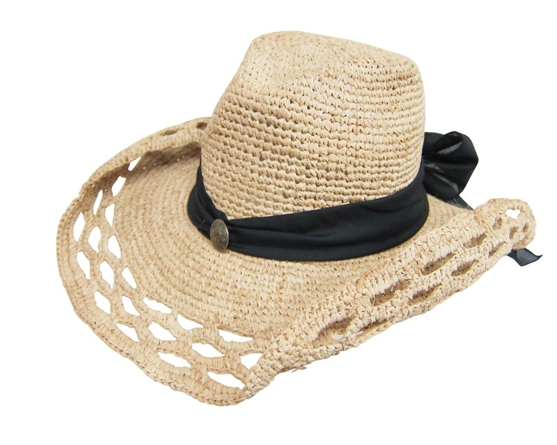 raffia crochet cowboy hat