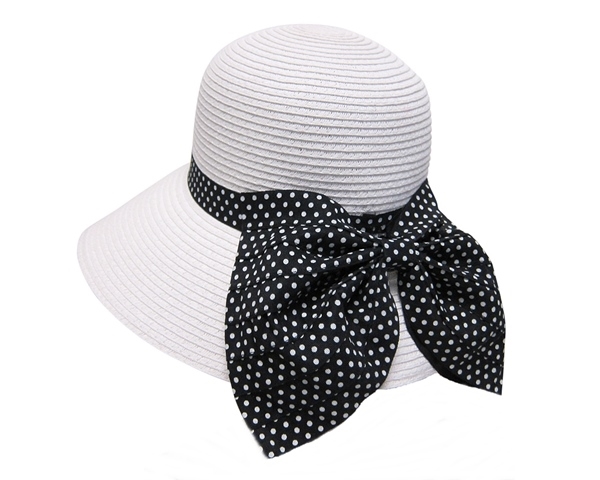 White spotted bow straw topper